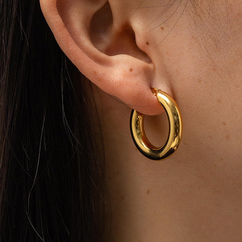 Gold-Filled Thick Hoop Earrings – Susan