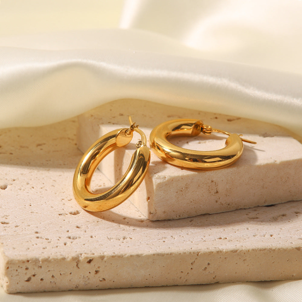 Gold-Filled Thick Hoop Earrings – Susan