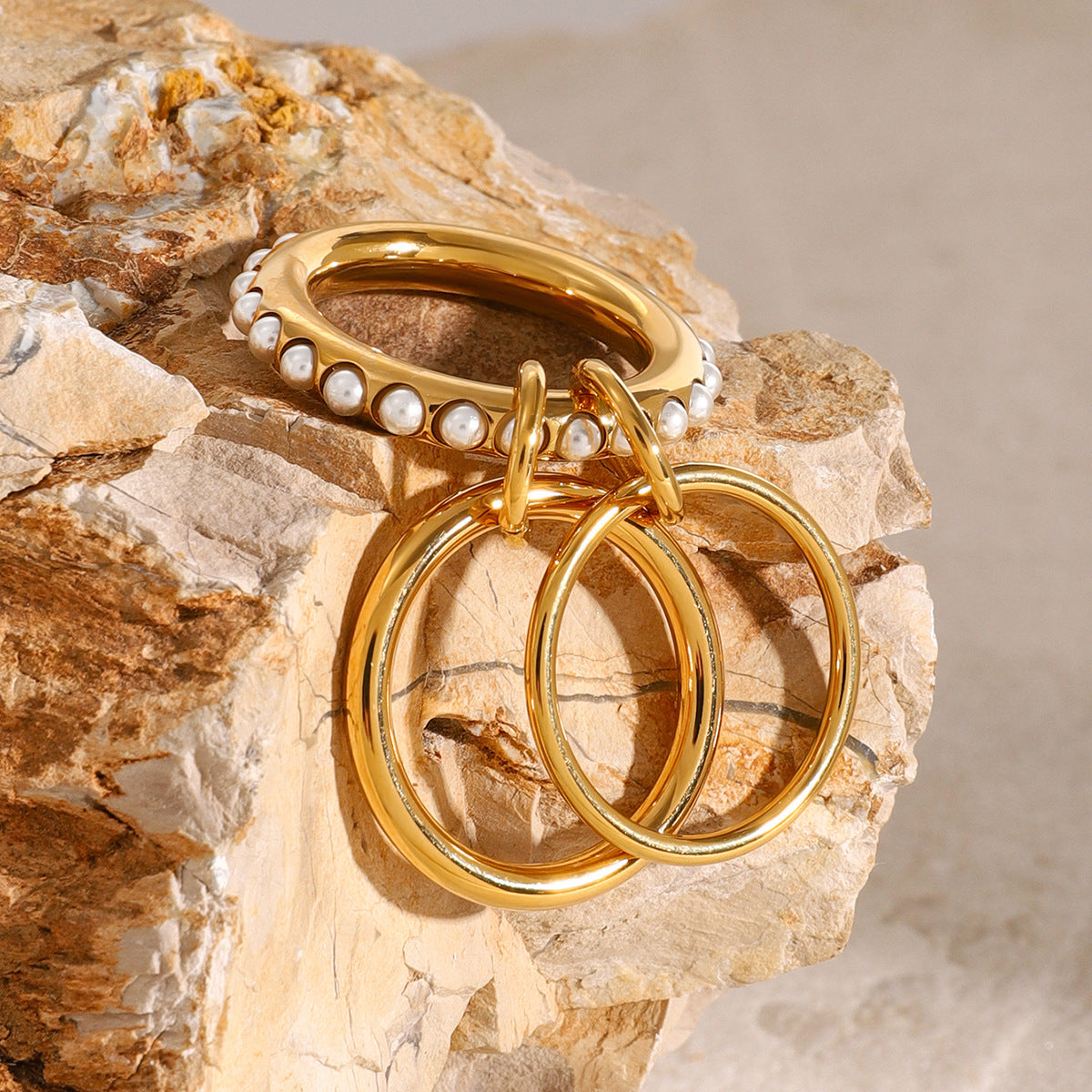 Gold Freshwater Pearl Stacked Ring – Albyn