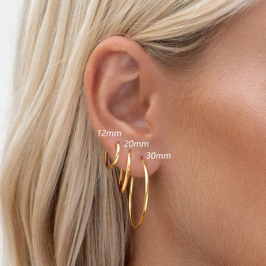 3-Piece Set Hoop Earrings  and Rhodium Finished – Constance
