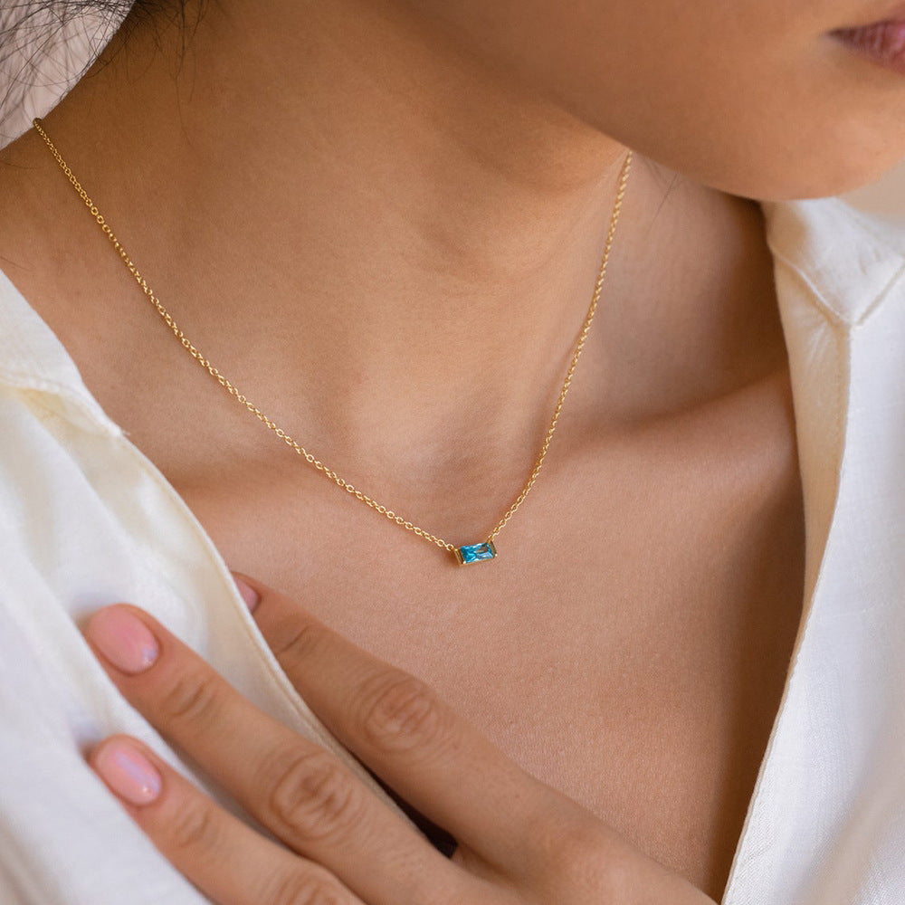 Birthstone Pendant Necklace with Simple Lucky Stone Design - Molyns