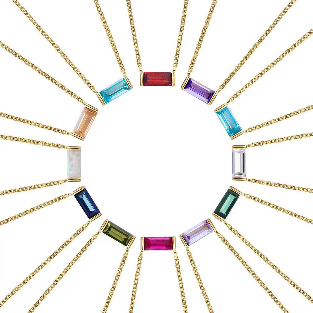 Birthstone Pendant Necklace with Simple Lucky Stone Design - Molyns