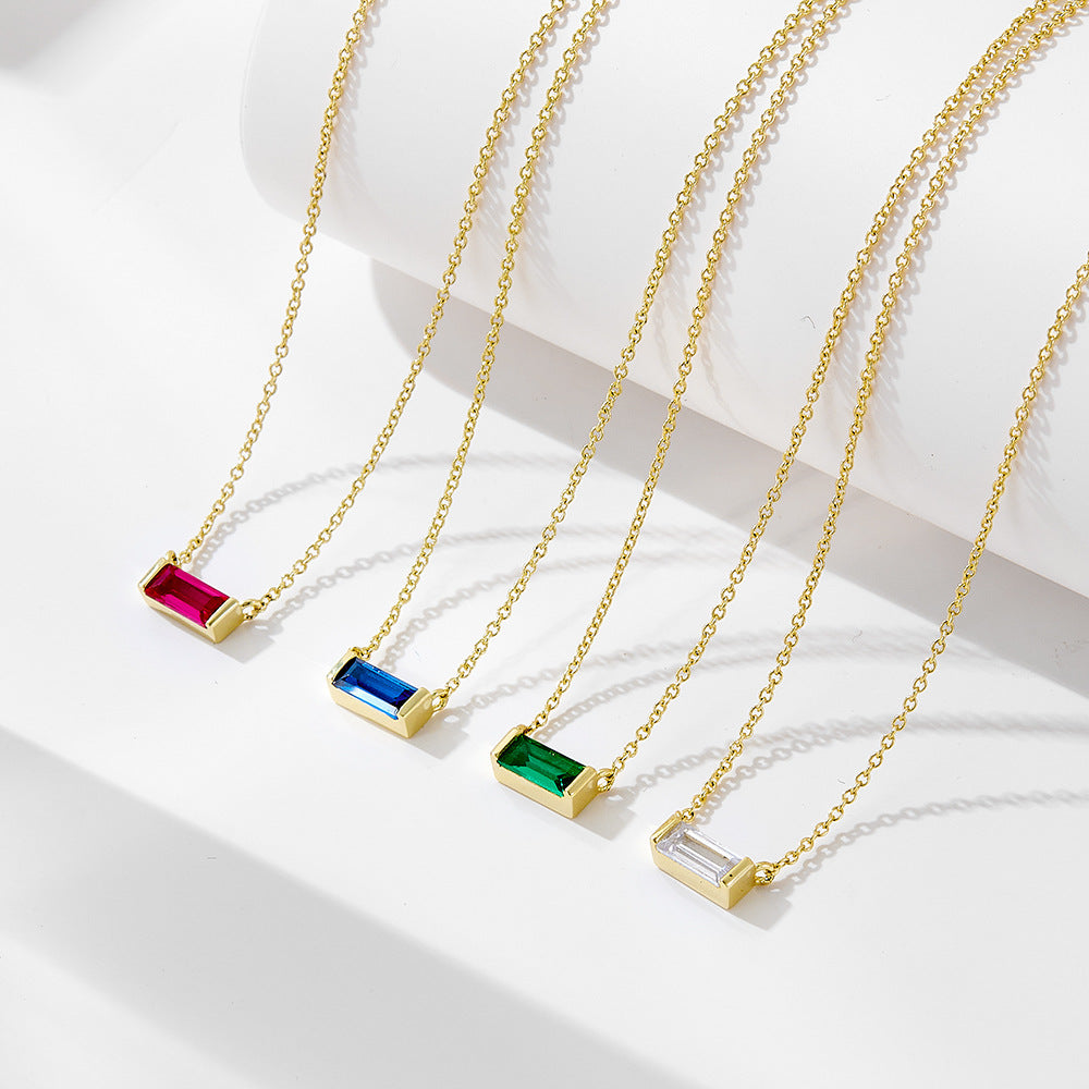 Birthstone Pendant Necklace with Simple Lucky Stone Design - Molyns