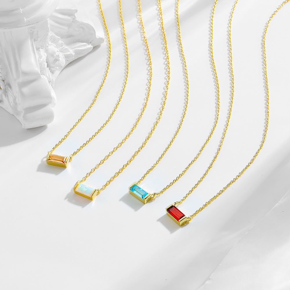 Birthstone Pendant Necklace with Simple Lucky Stone Design - Molyns