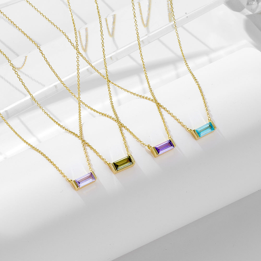 Birthstone Pendant Necklace with Simple Lucky Stone Design - Molyns