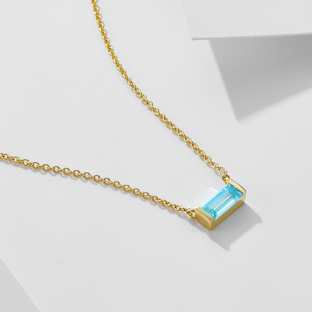 Birthstone Pendant Necklace with Simple Lucky Stone Design - Molyns