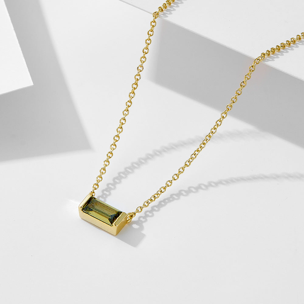 Birthstone Pendant Necklace with Simple Lucky Stone Design - Molyns