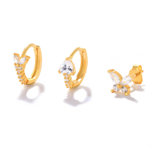 Butterfly Flower Earring Set with Zircon Stones – Reid