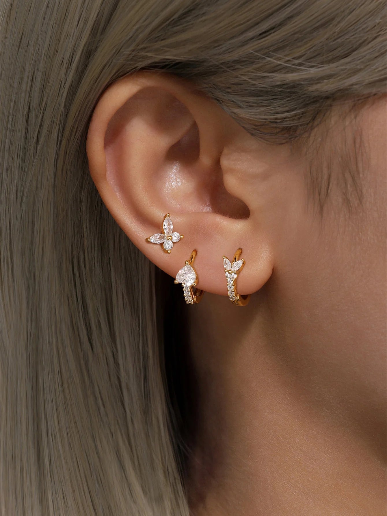 Butterfly Flower Earring Set with Zircon Stones – Reid