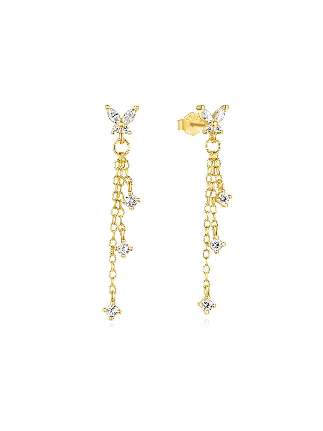 Butterfly Pendant Earrings with Zirconia – Mollie