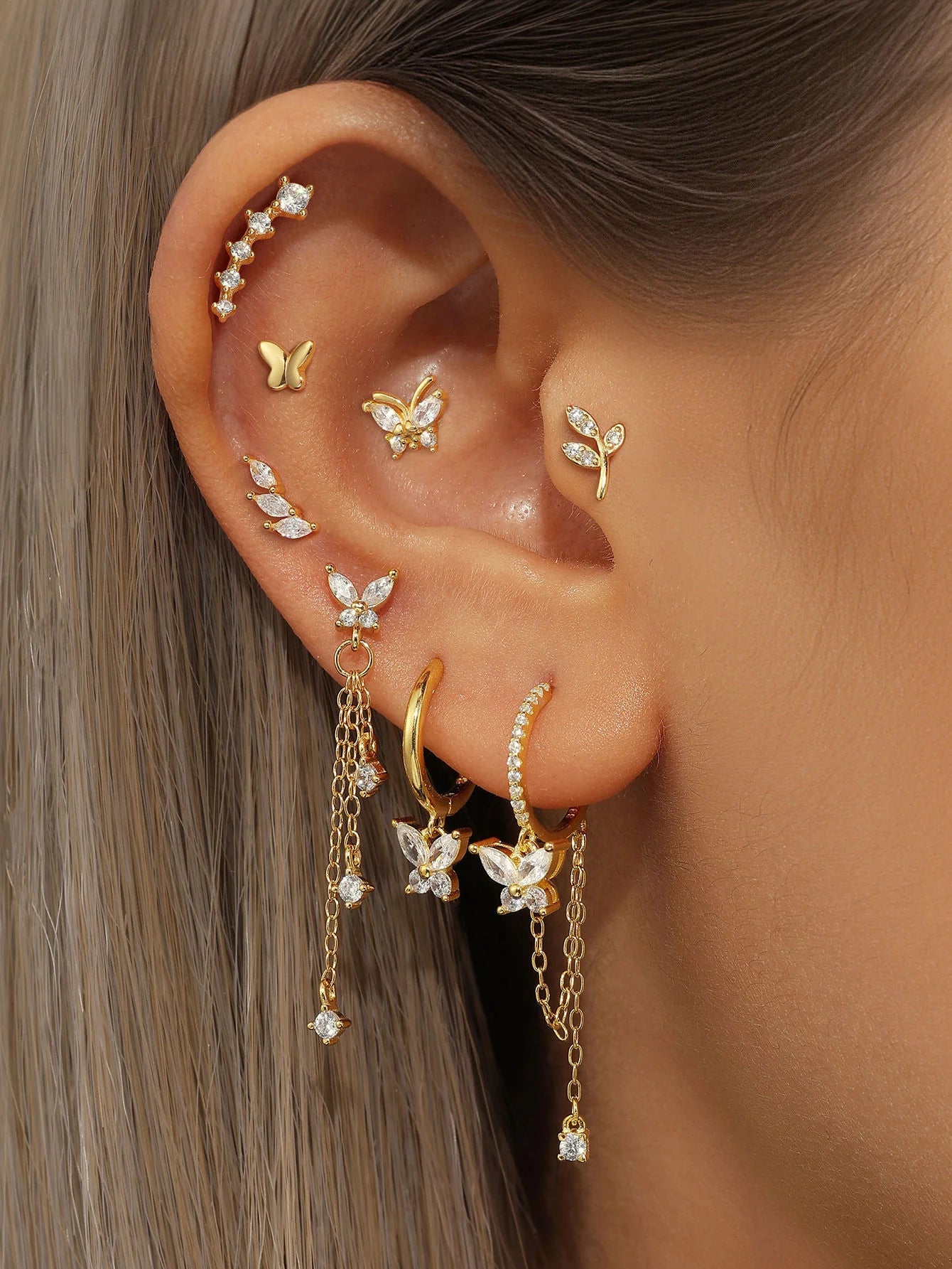 Butterfly Pendant Earrings with Zirconia – Mollie