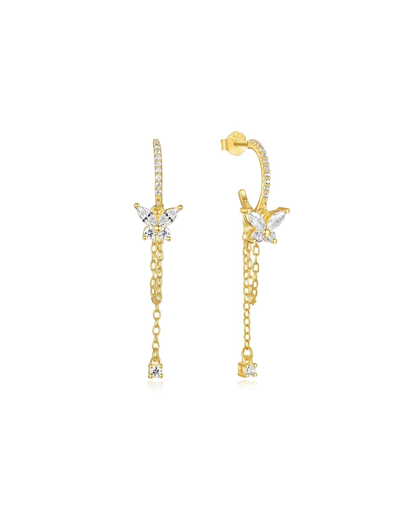 Butterfly Pendant Earrings with Zirconia – Mollie