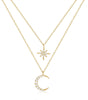 Double Layered Star and Moon Pendant Necklace - Symons