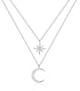 Double Layered Star and Moon Pendant Necklace - Symons