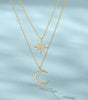 Double Layered Star and Moon Pendant Necklace - Symons