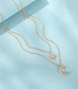 Double Layered Star and Moon Pendant Necklace - Symons