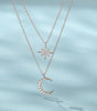 Double Layered Star and Moon Pendant Necklace - Symons