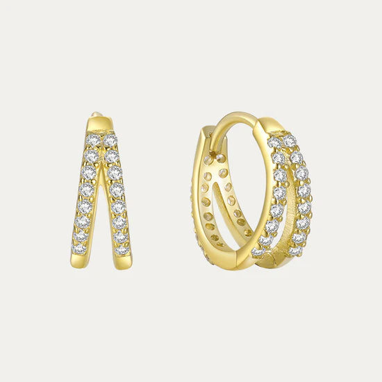Double Row Hoop Earrings with Cubic Zirconia – Audrey