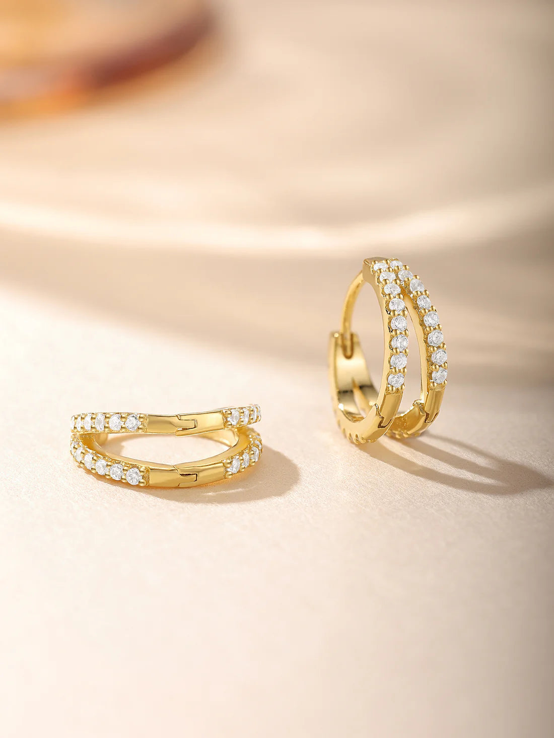 Double Row Hoop Earrings with Cubic Zirconia – Audrey