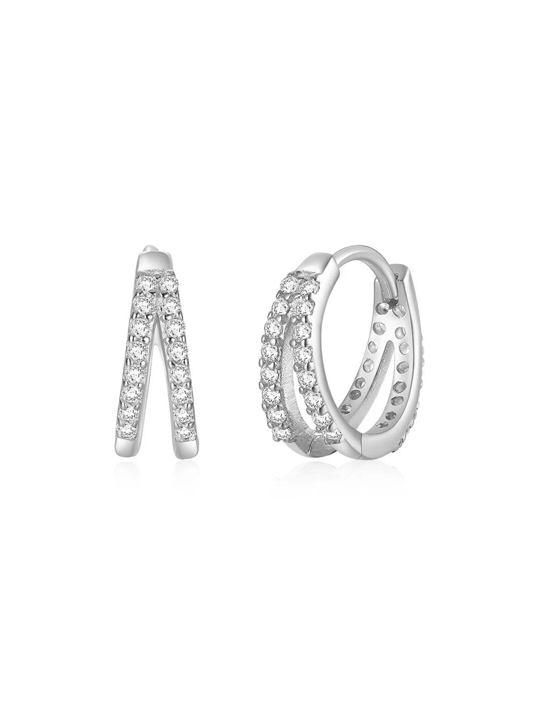 Double Row Hoop Earrings with Cubic Zirconia – Audrey