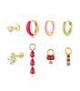 Earring Set with Pink Oil Drop Design and  Cubic Zirconia - Myrna