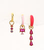 Earring Set with Pink Oil Drop Design and  Cubic Zirconia - Myrna