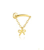 Flat Back Piercing Earring with Tassel Chain and Cubic Zirconia - Hille