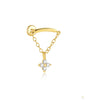 Flat Back Piercing Earring with Tassel Chain and Cubic Zirconia - Hille
