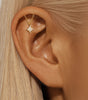 Flat Back Piercing Earring with Tassel Chain and Cubic Zirconia - Hille