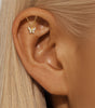 Flat Back Piercing Earring with Tassel Chain and Cubic Zirconia - Hille