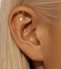 Flat Back Piercing Earring with Tassel Chain and Cubic Zirconia - Hille