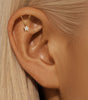 Flat Back Piercing Earring with Tassel Chain and Cubic Zirconia - Hille