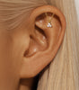 Flat Back Piercing Earring with Tassel Chain and Cubic Zirconia - Hille