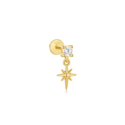 Flower Design Ear Stud with Cubic Zirconia – Fane
