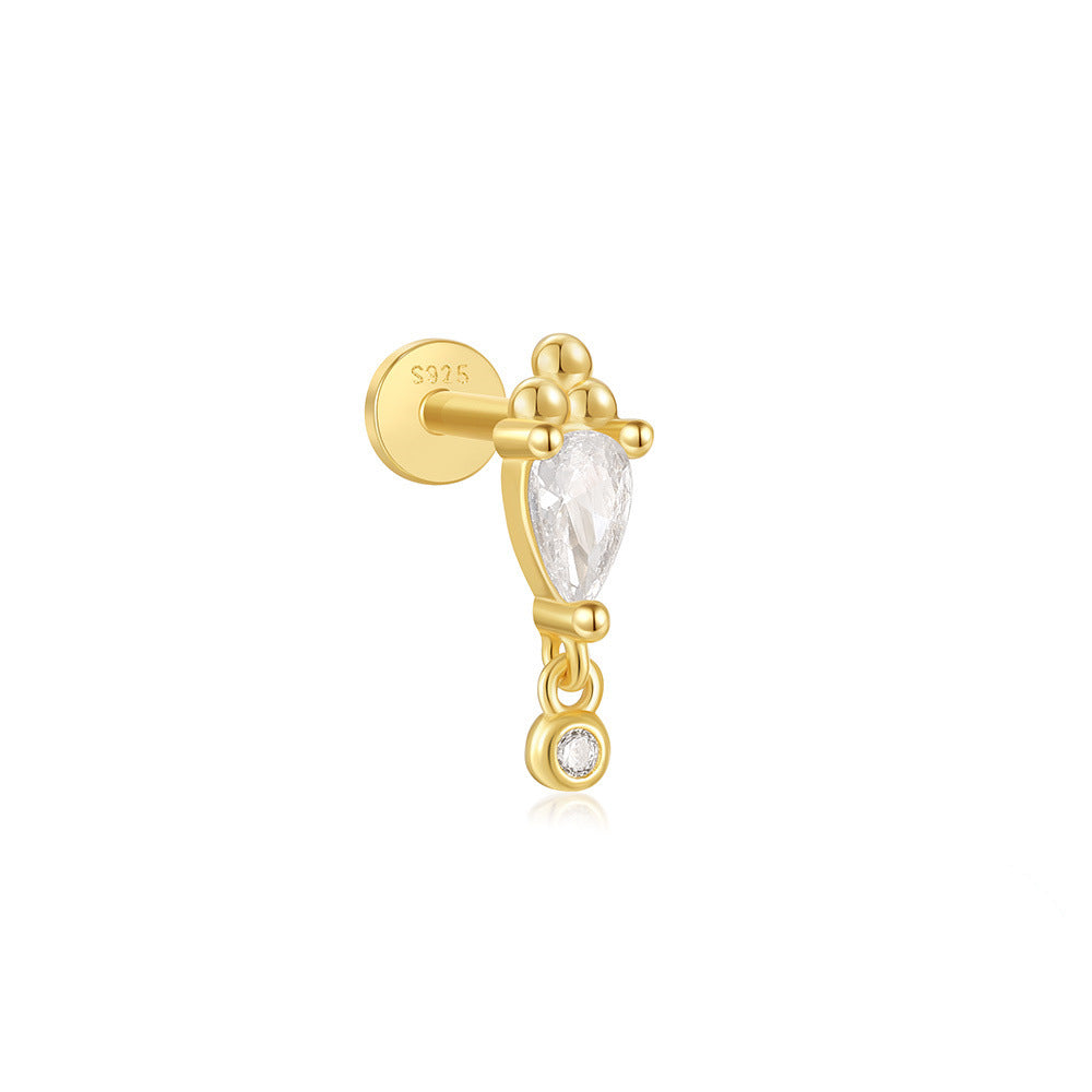 Flower Design Ear Stud with Cubic Zirconia – Fane
