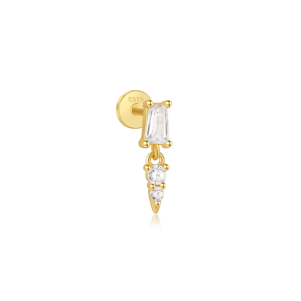 Flower Design Ear Stud with Cubic Zirconia – Fane