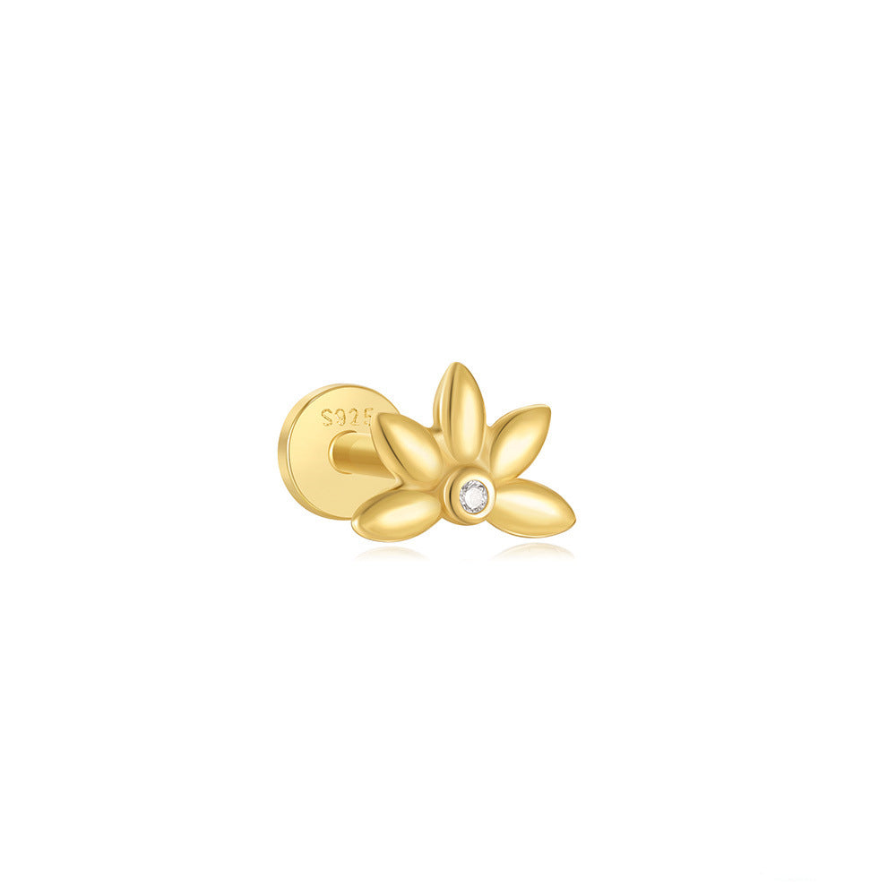 Flower Design Ear Stud with Cubic Zirconia – Fane