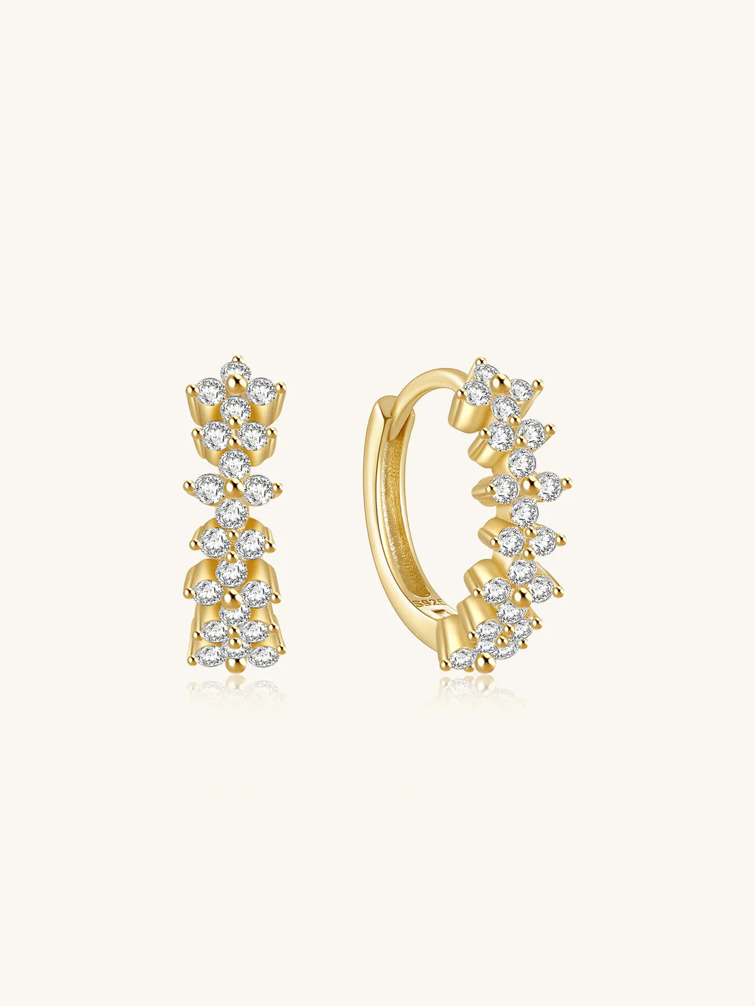 Flower Huggie Earrings with Ultra Shine Cubic Zirconia - Ellyn