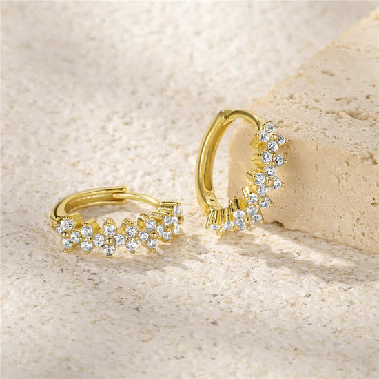 Flower Huggie Earrings with Ultra Shine Cubic Zirconia - Ellyn