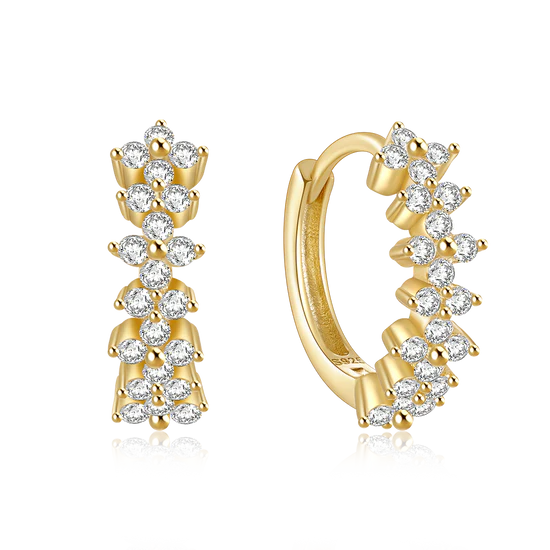 Flower Huggie Earrings with Ultra Shine Cubic Zirconia - Ellyn