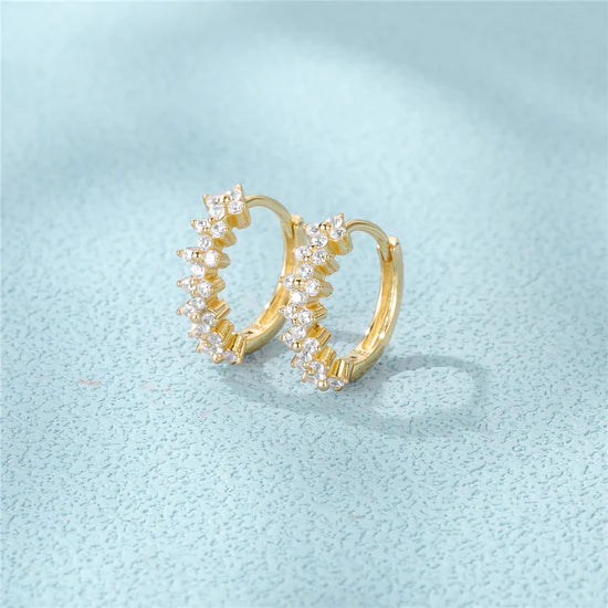Flower Huggie Earrings with Ultra Shine Cubic Zirconia - Ellyn