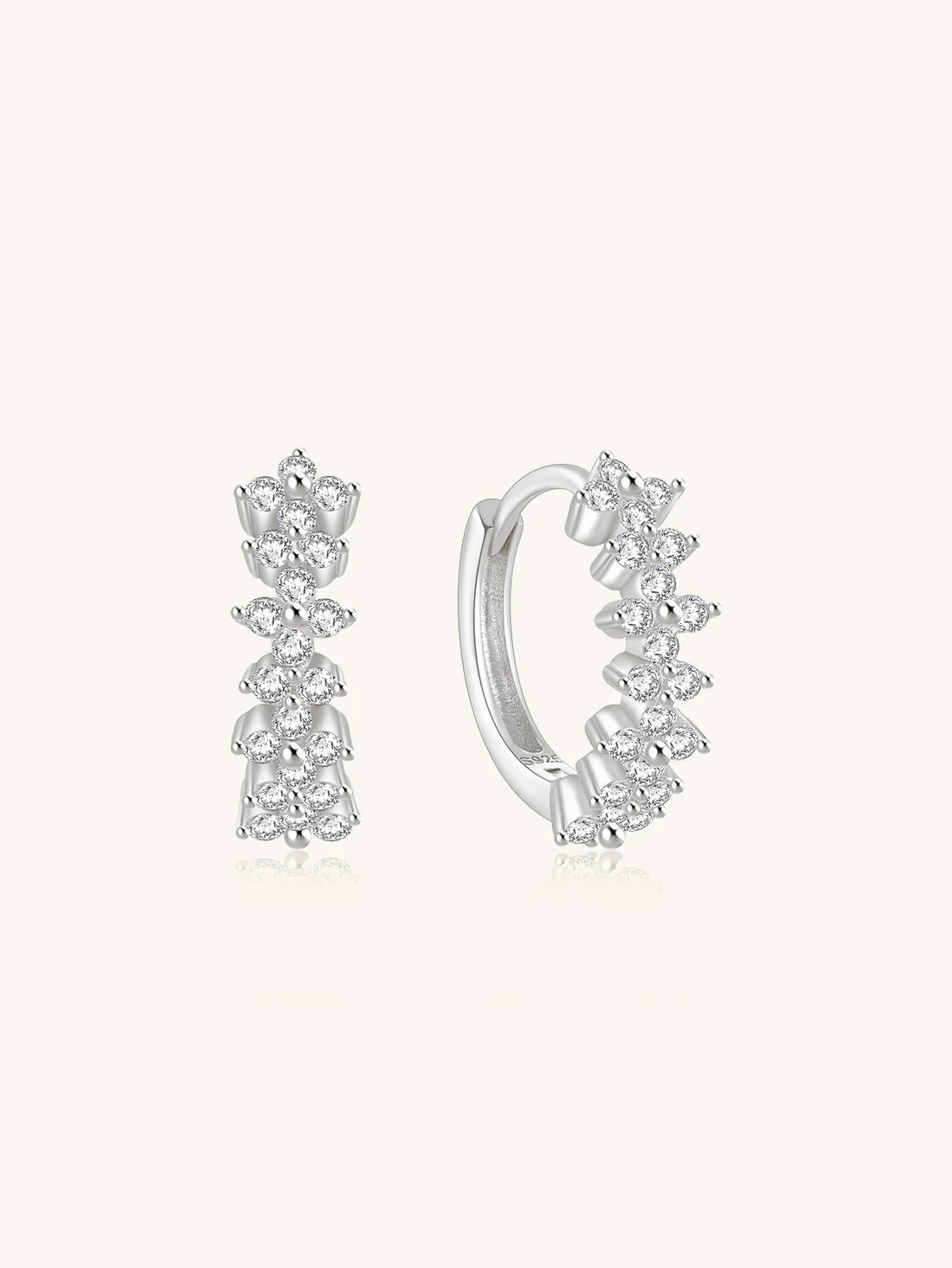 Flower Huggie Earrings with Ultra Shine Cubic Zirconia - Ellyn