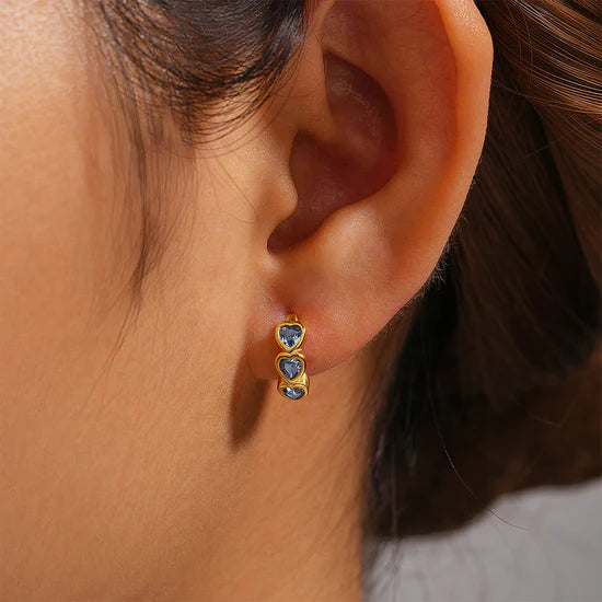 Heart Hoop Earrings with Cubic Zirconia – Joyce