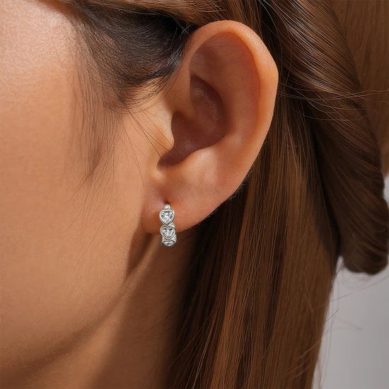 Heart Hoop Earrings with Cubic Zirconia – Joyce
