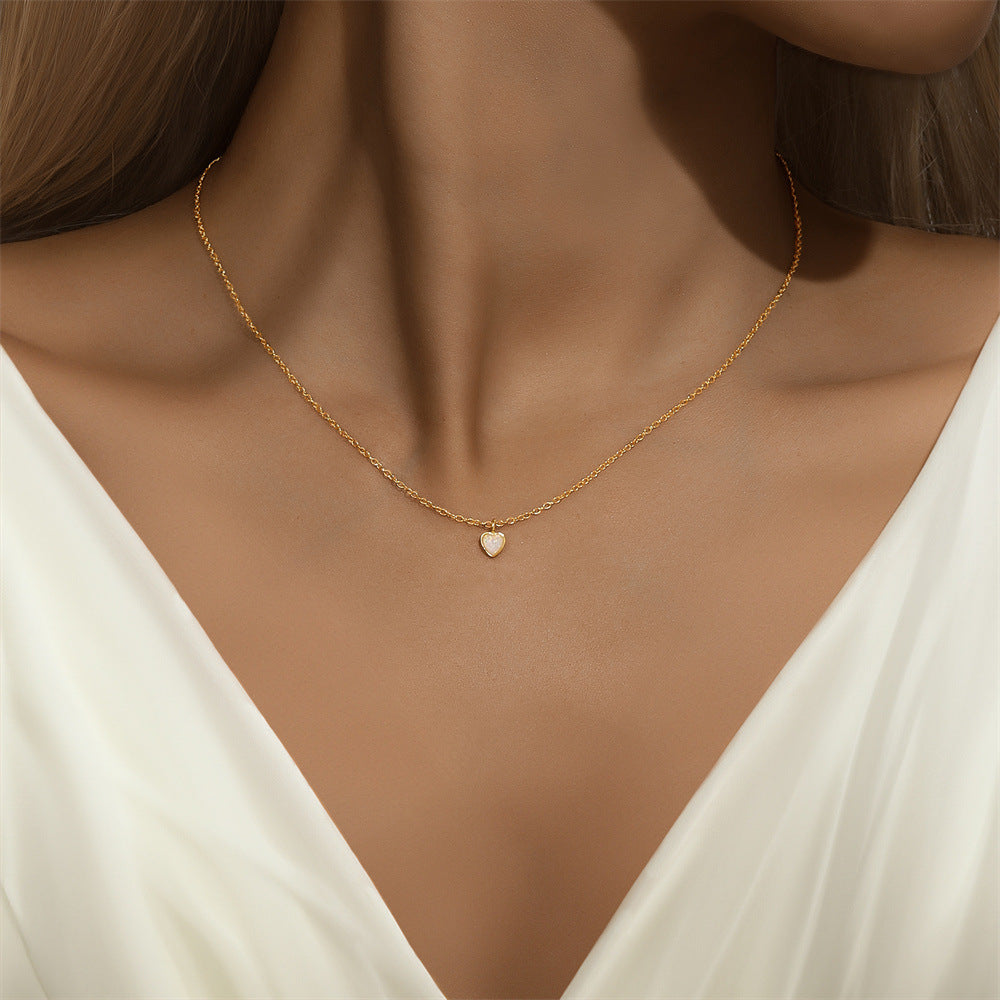 Heart Opal Necklace with Adjustable Length  – YETTA