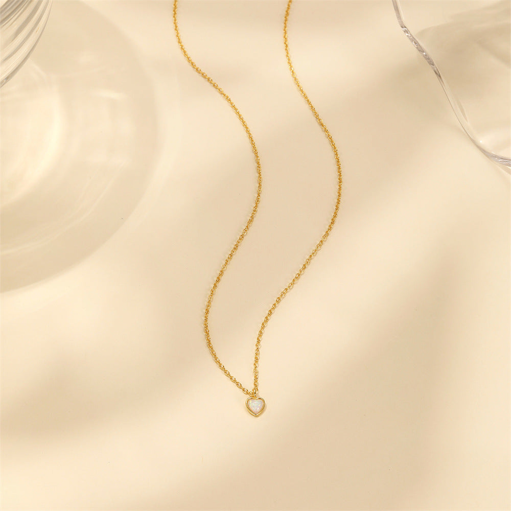 Heart Opal Necklace with Adjustable Length  – YETTA