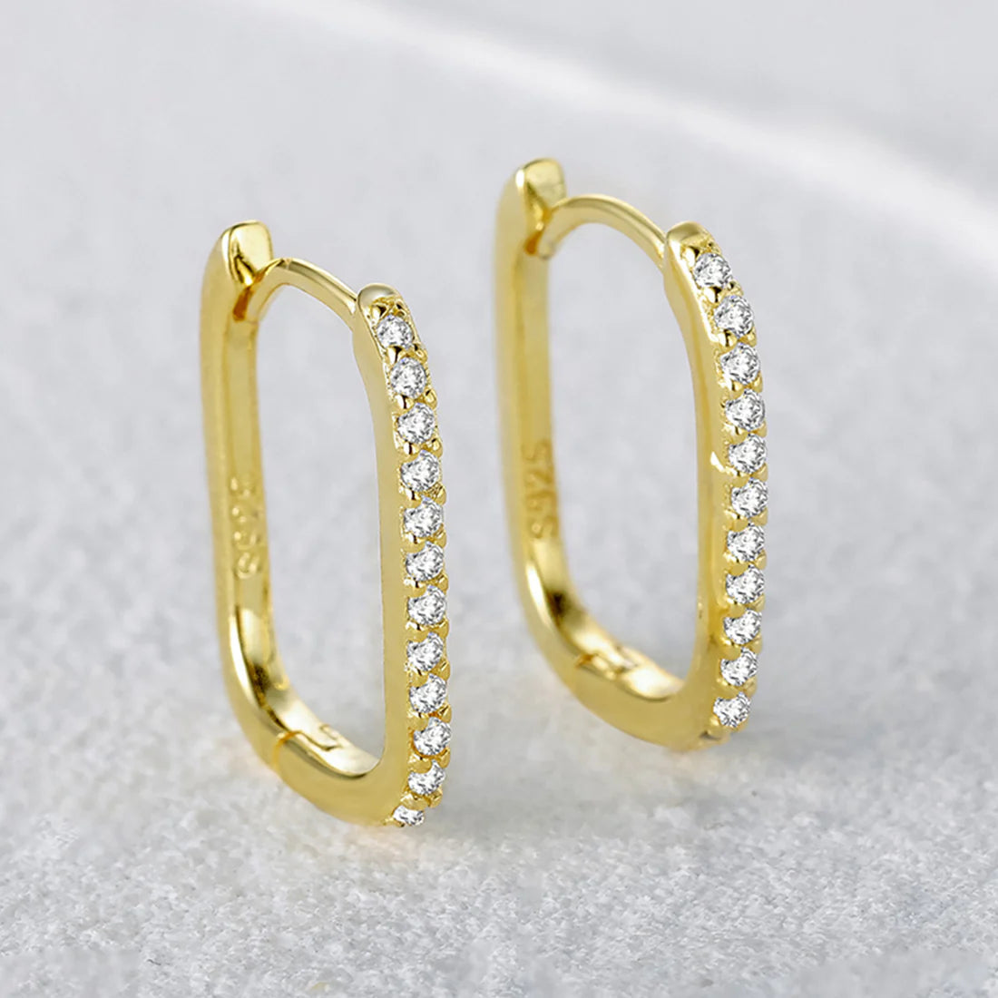Hoop Earrings with Cubic Zirconia and Rhodium Finished – Diana