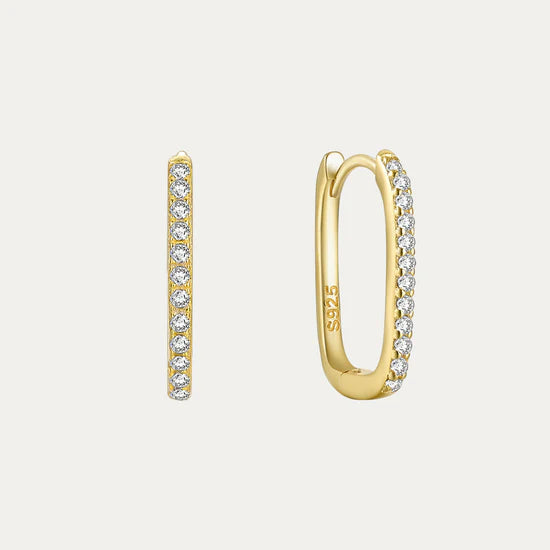 Hoop Earrings with Cubic Zirconia and Rhodium Finished – Diana
