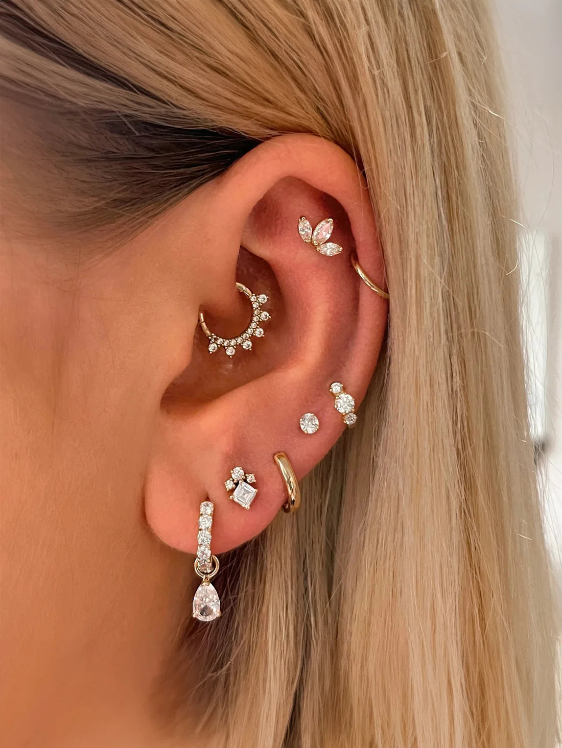 Huggie Hoop Earring with Cubic Zirconia – Rebecka