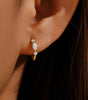 Elegant Opal Hoop Earrings with  Rhodium Finished – Eleanor